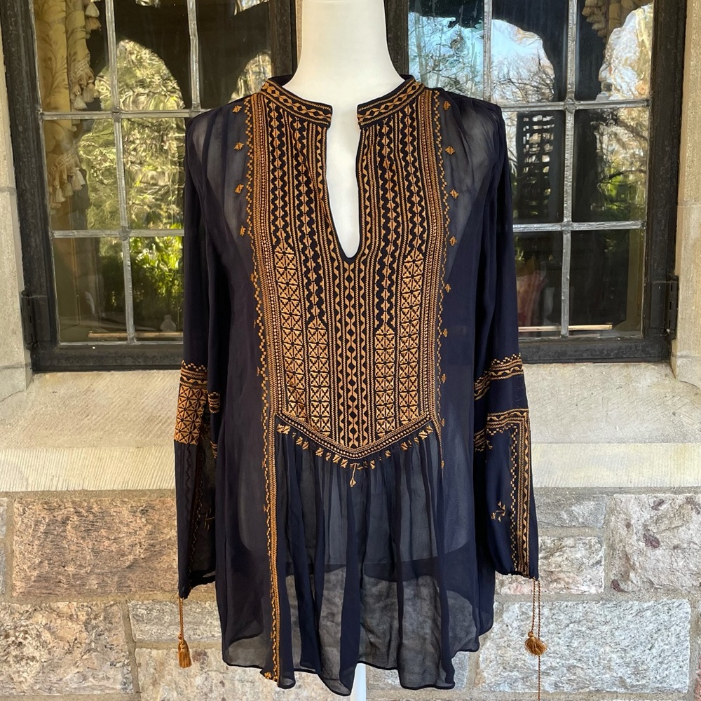 Calypso St Barth navy blue kaftan shirt
